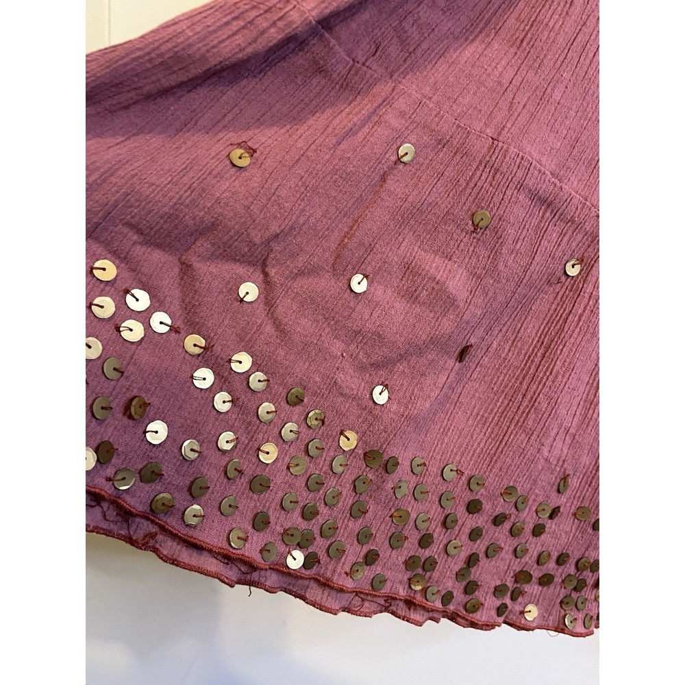 Vintage Y2K dELiA*s Women's Dusty Pink Cotton Tiered Midi Skirt Sequin Size M - Picture 3 of 7